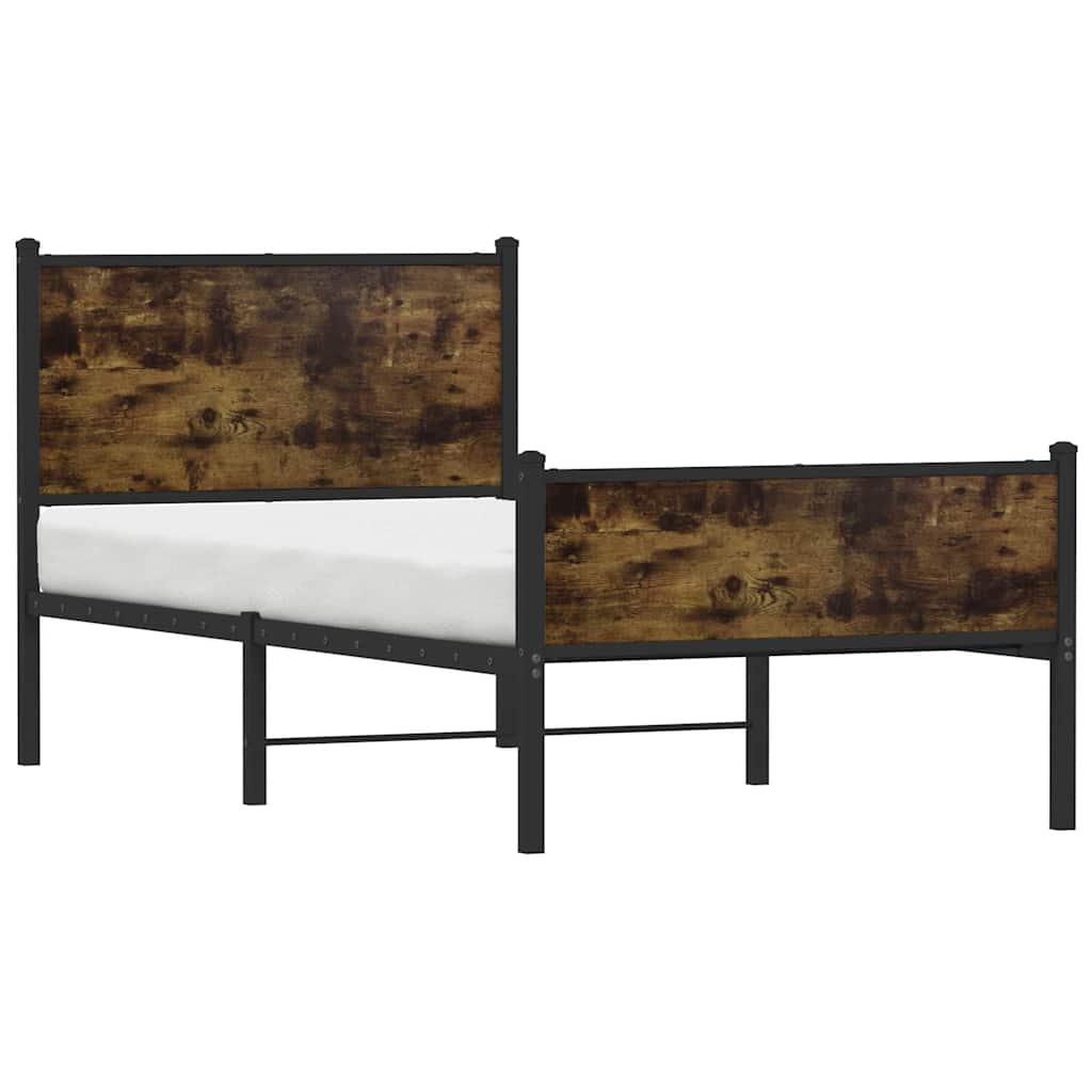 füstös tölgy színű fém ágykeret matrac nélkül 75 x 190 cm