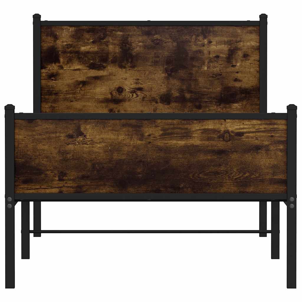füstös tölgy színű fém ágykeret matrac nélkül 75 x 190 cm
