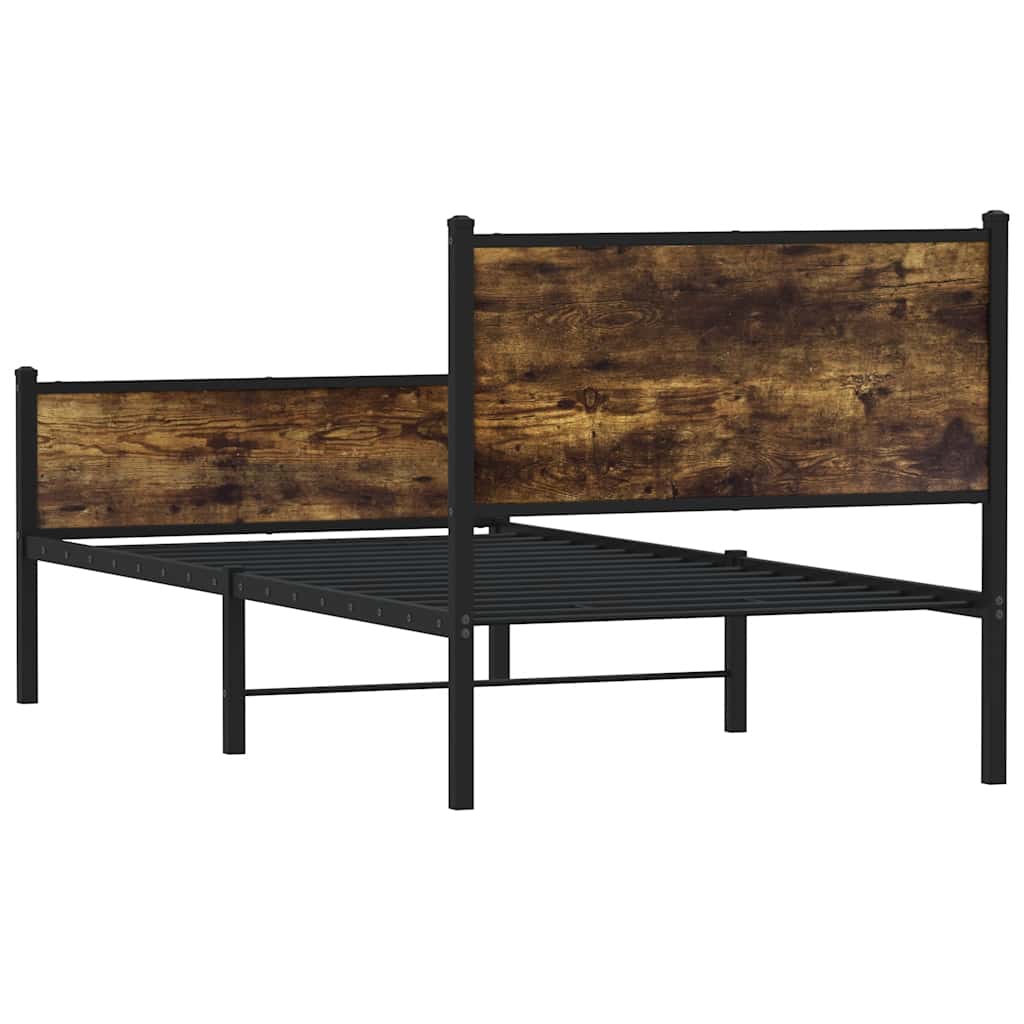 füstös tölgy színű fém ágykeret matrac nélkül 75 x 190 cm