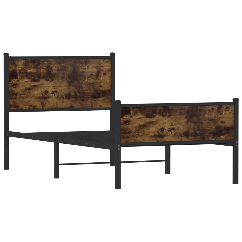 füstös tölgy színű fém ágykeret matrac nélkül 80 x 200 cm