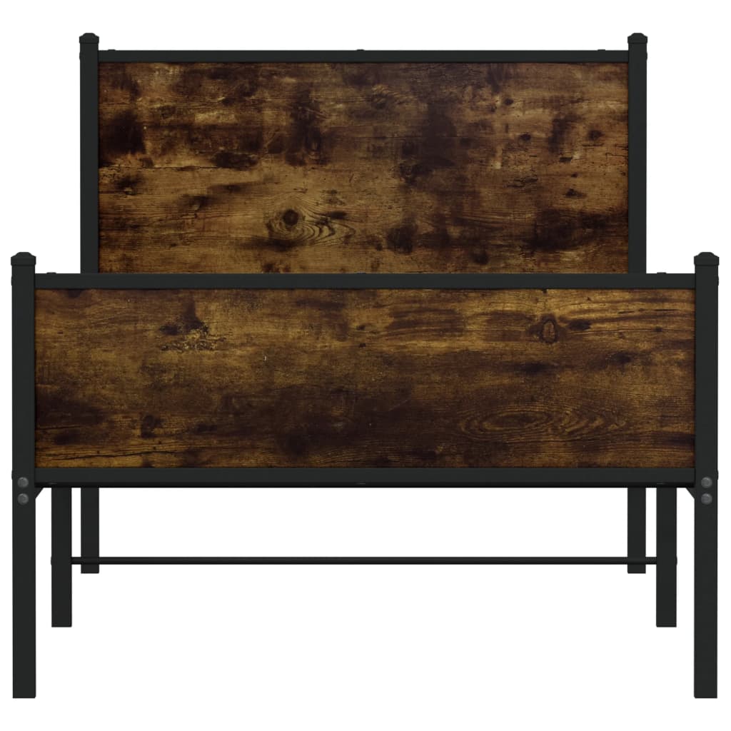 füstös tölgy színű fém ágykeret matrac nélkül 90 x 190 cm