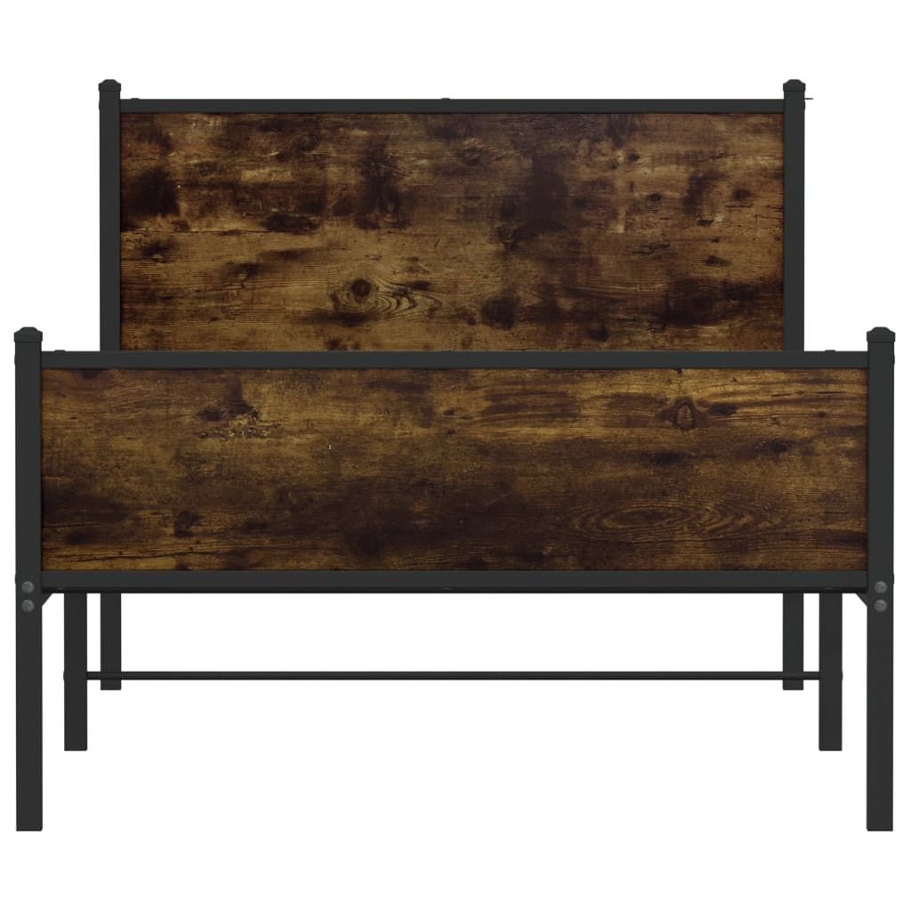 füstös tölgy színű fém ágykeret matrac nélkül 100 x 190 cm