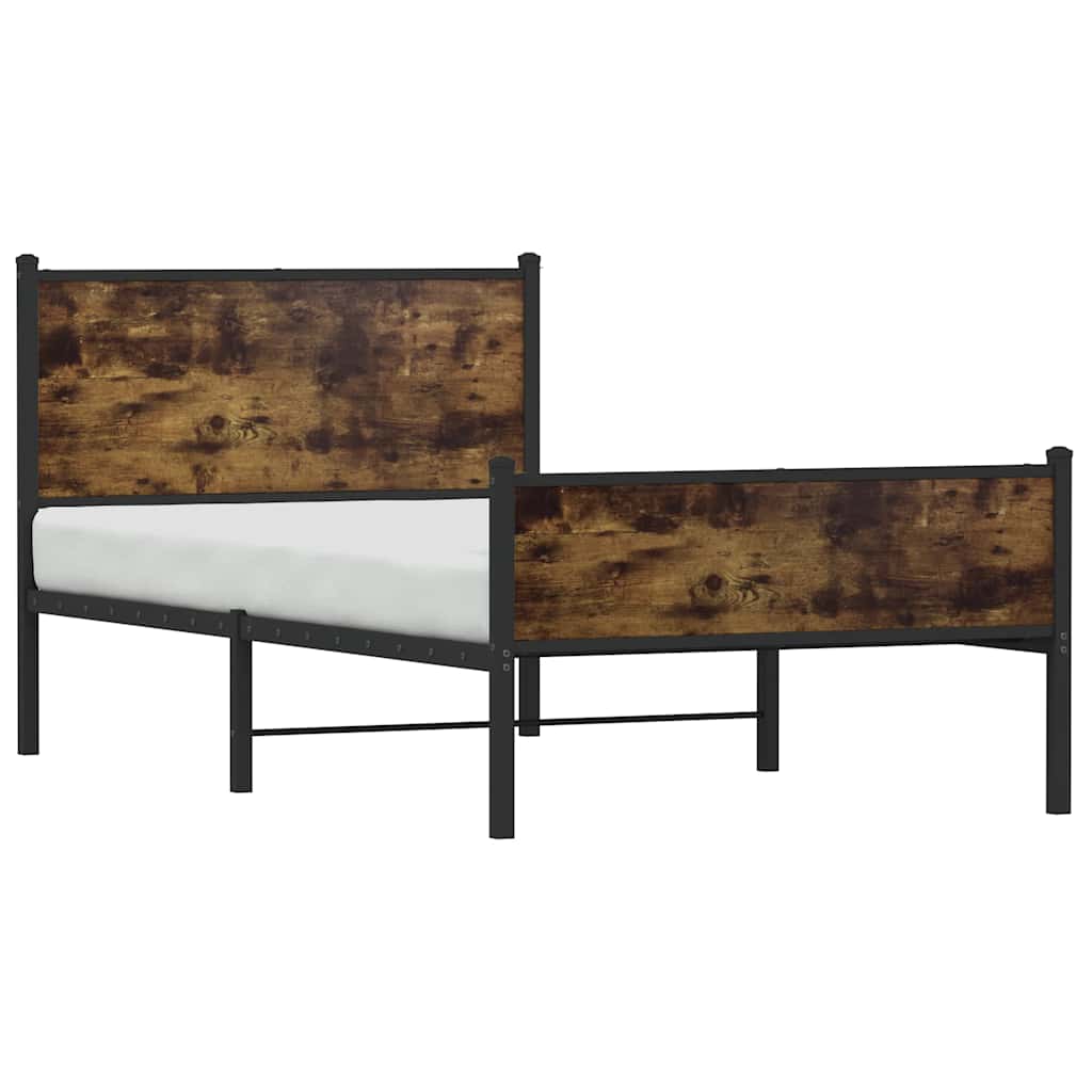 füstös tölgy színű fém ágykeret matrac nélkül 107 x 203 cm