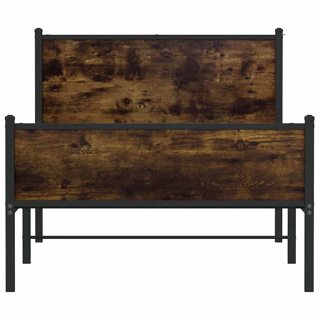 füstös tölgy színű fém ágykeret matrac nélkül 107 x 203 cm