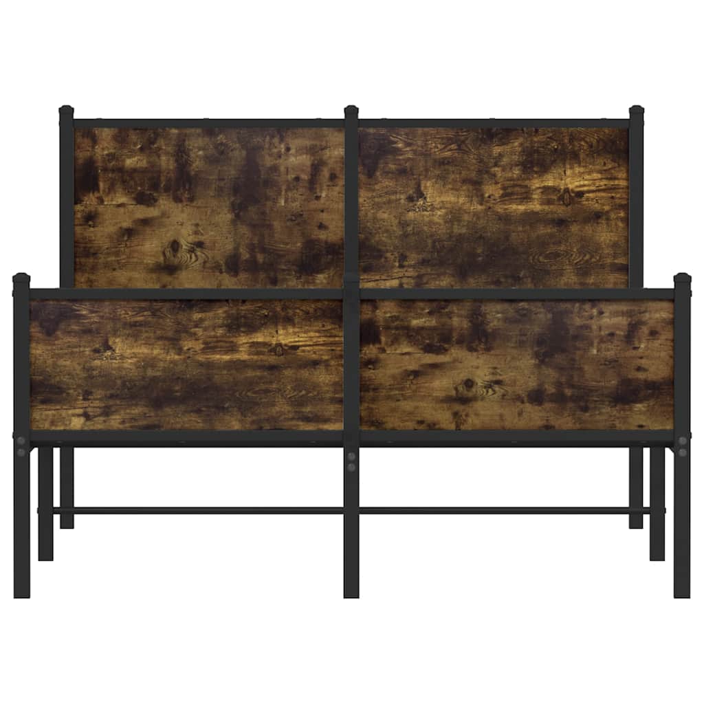 füstös tölgy színű fém ágykeret matrac nélkül 120 x 190 cm