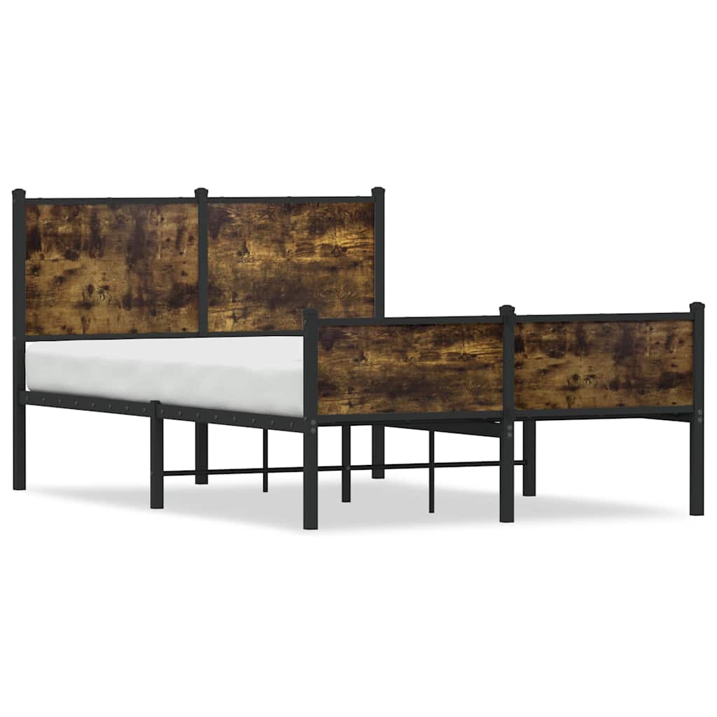 füstös tölgy színű fém ágykeret matrac nélkül 120 x 200 cm