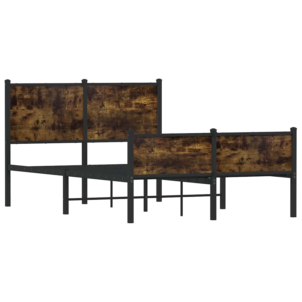 füstös tölgy színű fém ágykeret matrac nélkül 120 x 200 cm