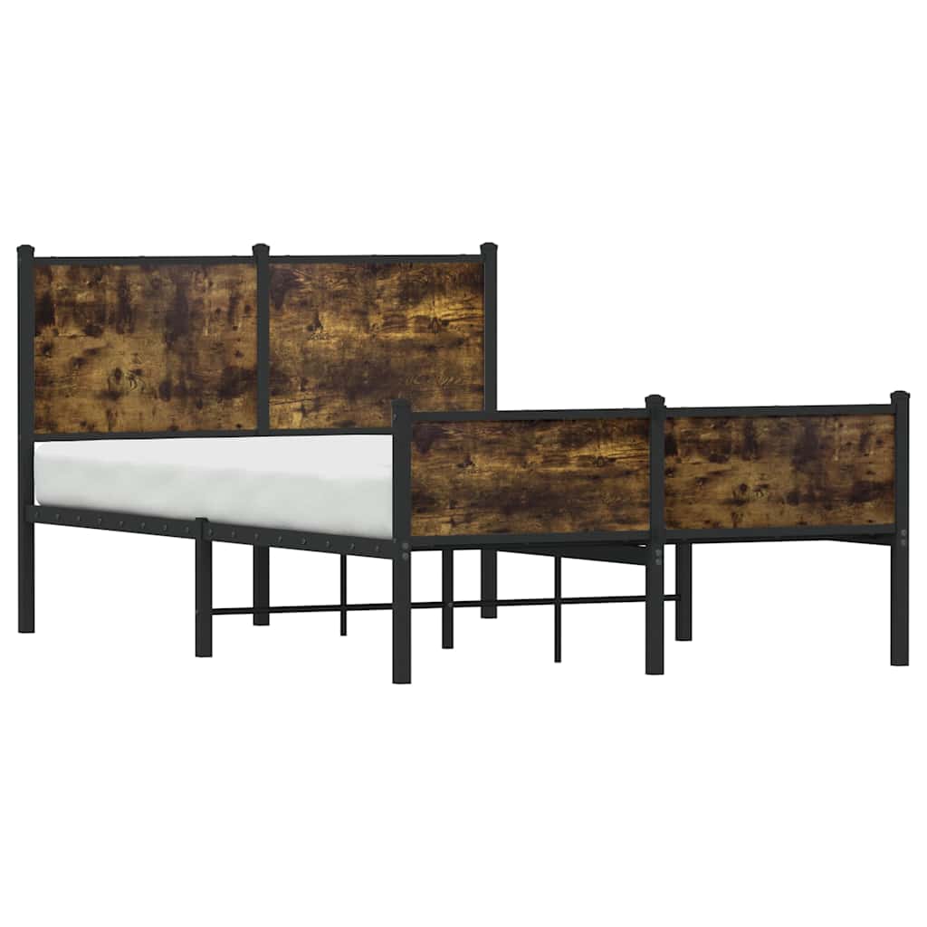 füstös tölgy színű fém ágykeret matrac nélkül 120 x 200 cm