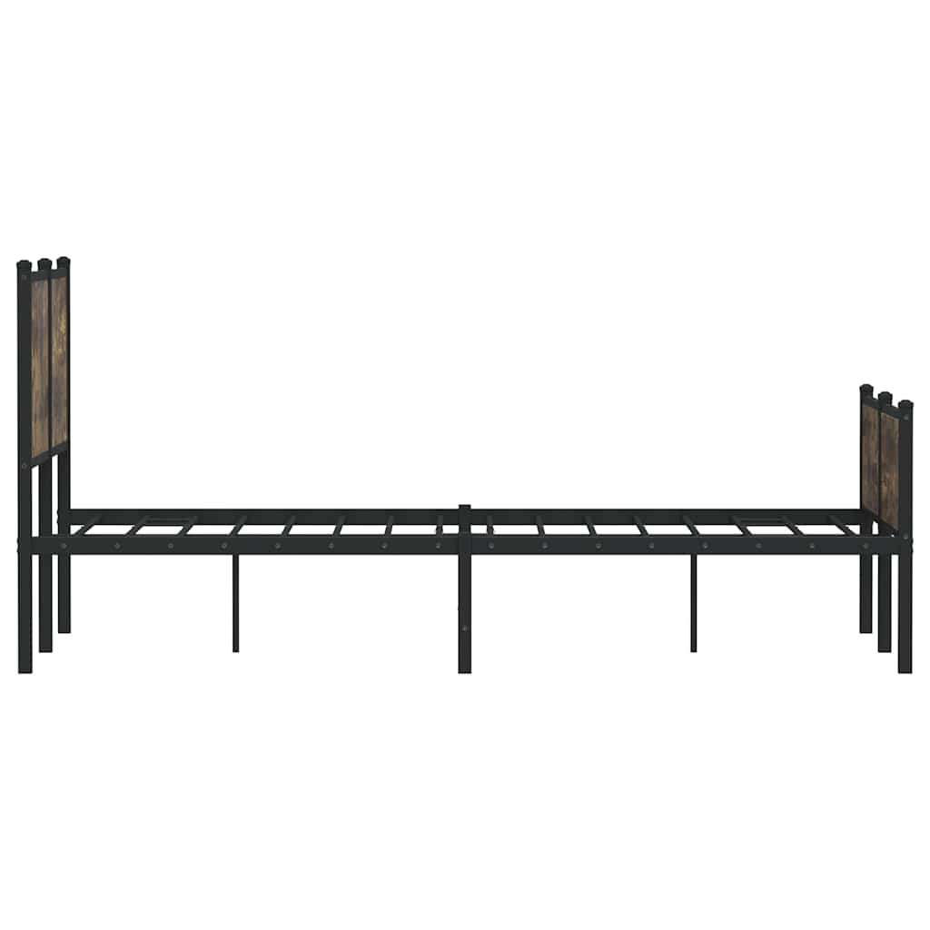 füstös tölgy színű fém ágykeret matrac nélkül 120 x 200 cm