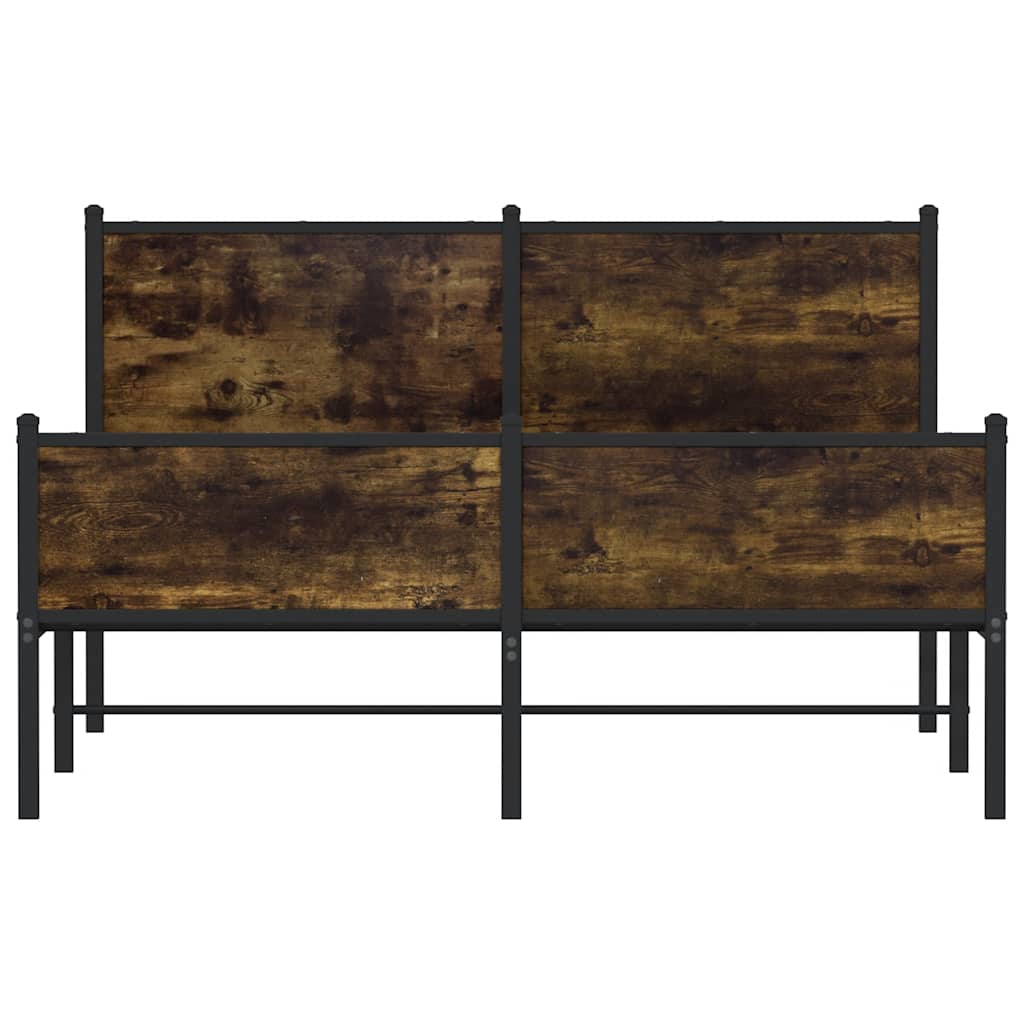 füstös tölgy színű fém ágykeret matrac nélkül 137 x 190 cm