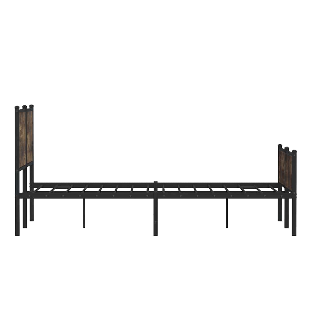 füstös tölgy színű fém ágykeret matrac nélkül 140 x 190 cm