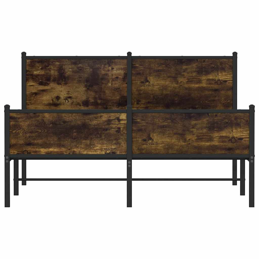 füstös tölgy színű fém ágykeret matrac nélkül 140 x 200 cm