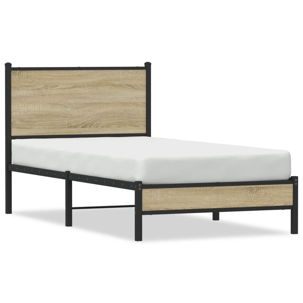 sonoma tölgy színű fém ágykeret matrac nélkül 75 x 190 cm