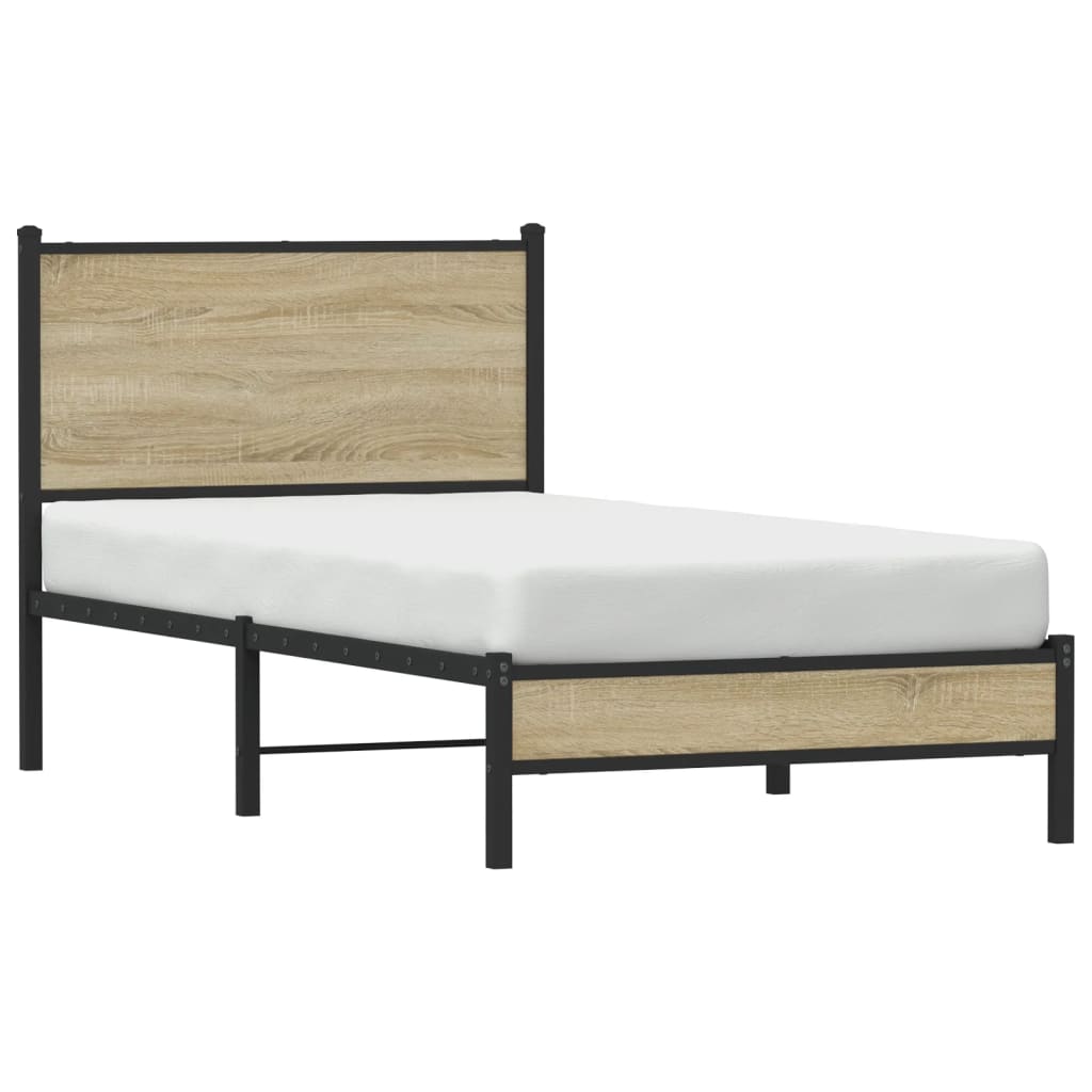 sonoma tölgy színű fém ágykeret matrac nélkül 75 x 190 cm