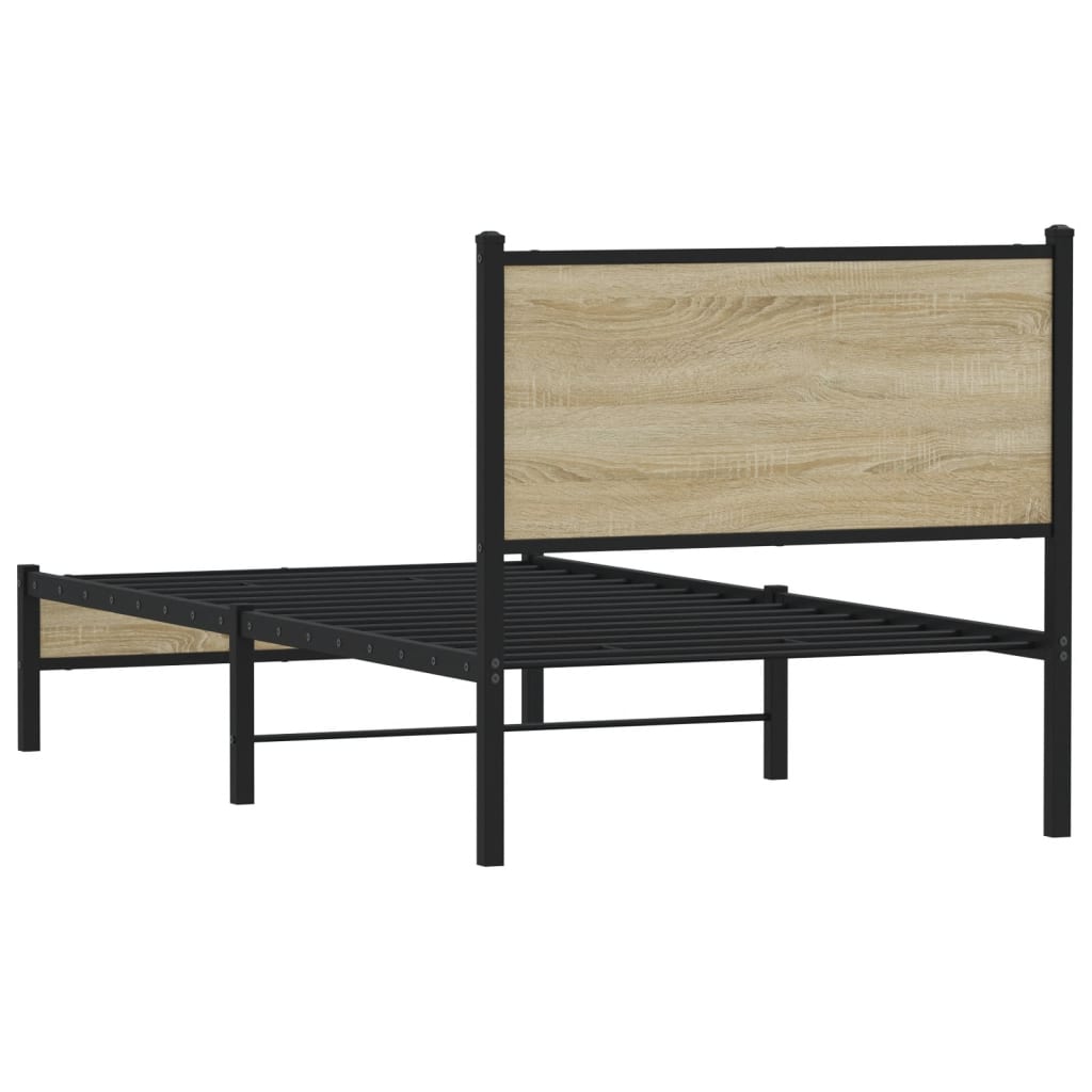 sonoma tölgy színű fém ágykeret matrac nélkül 75 x 190 cm
