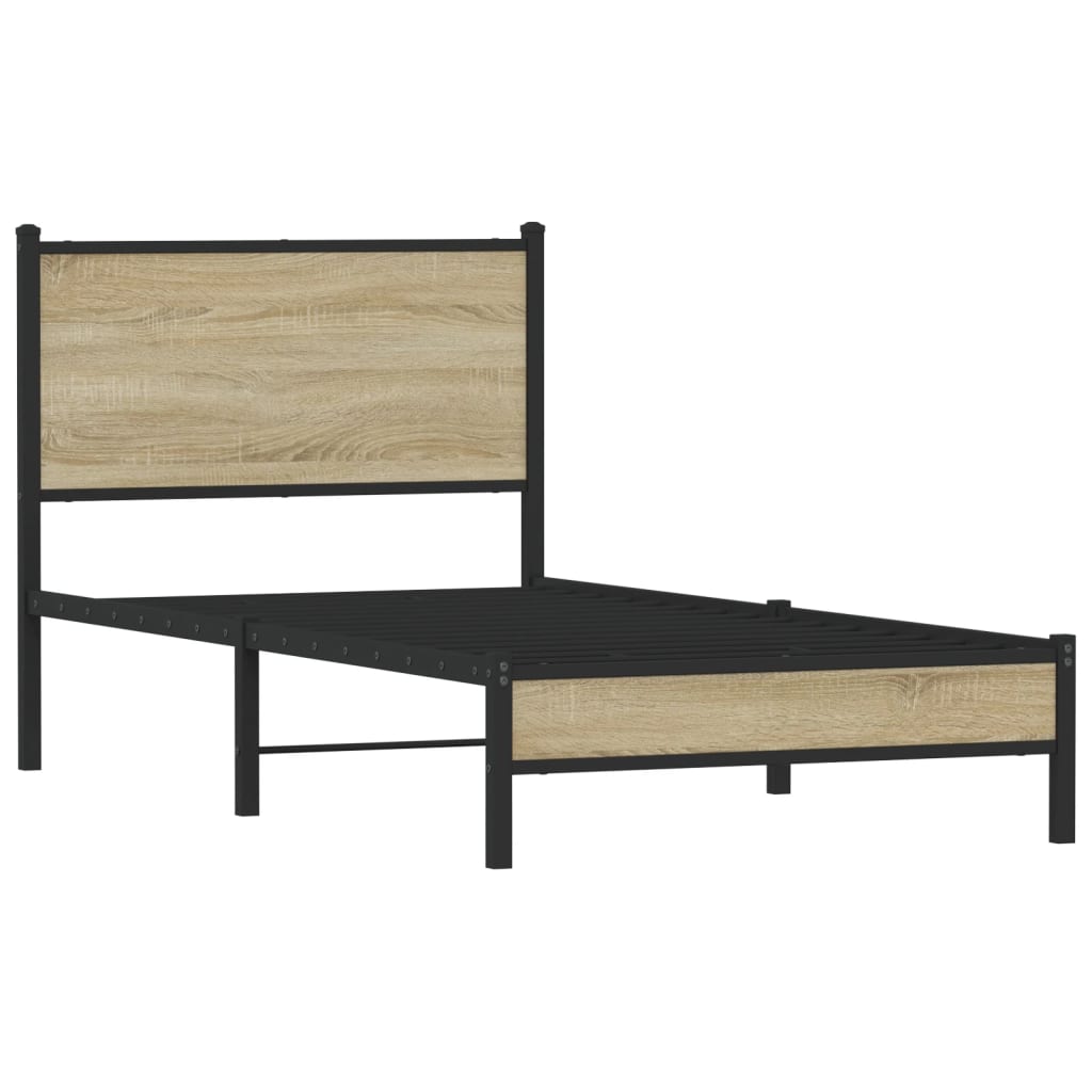 sonoma tölgy színű fém ágykeret matrac nélkül 80 x 200 cm