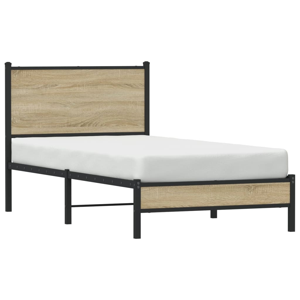 sonoma tölgy színű fém ágykeret matrac nélkül 80 x 200 cm