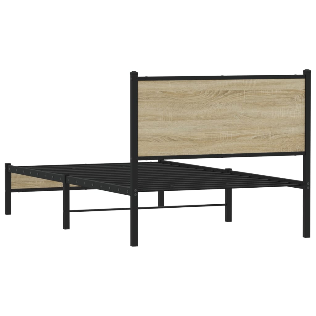 sonoma tölgy színű fém ágykeret matrac nélkül 100 x 200 cm