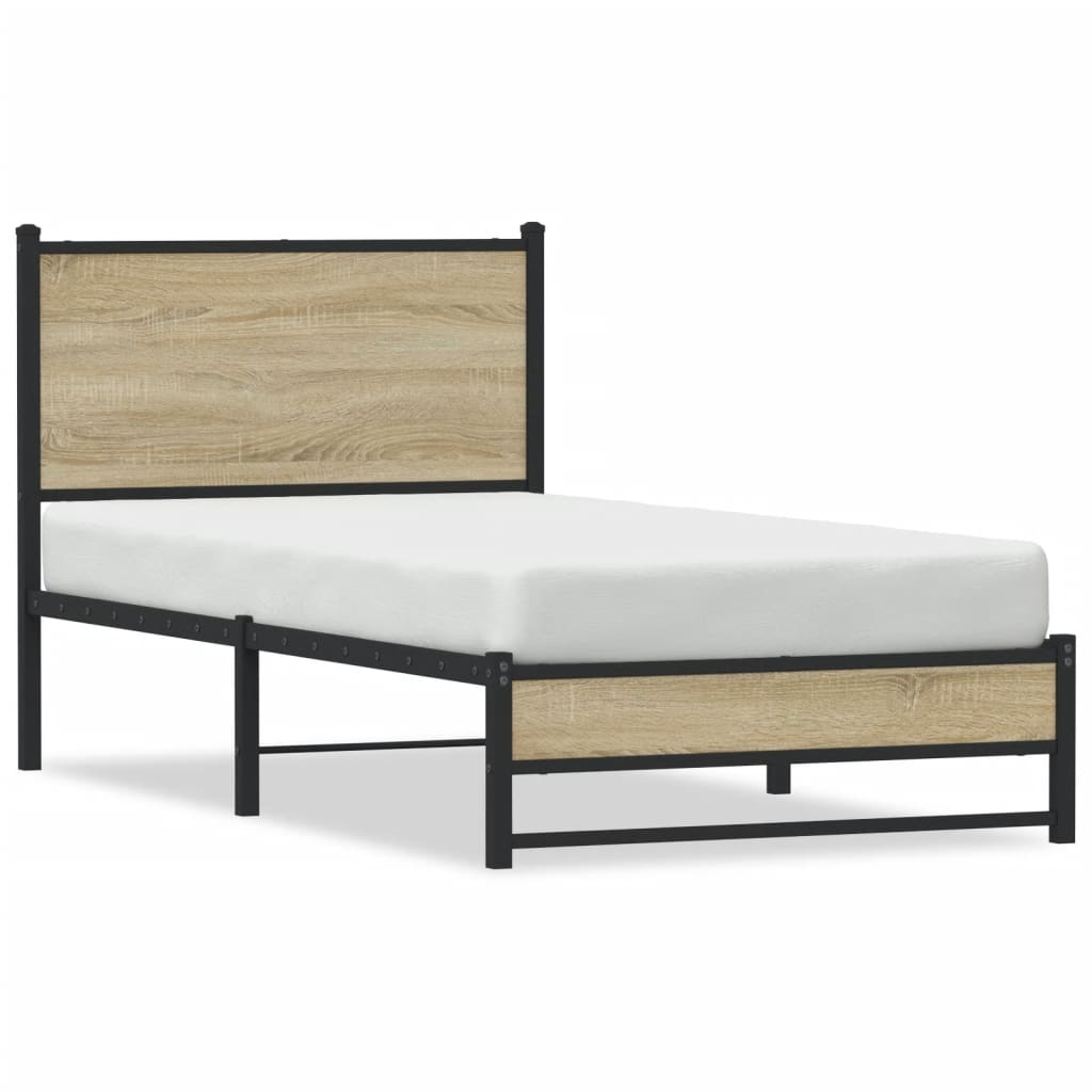 sonoma tölgy színű fém ágykeret matrac nélkül 80 x 200 cm