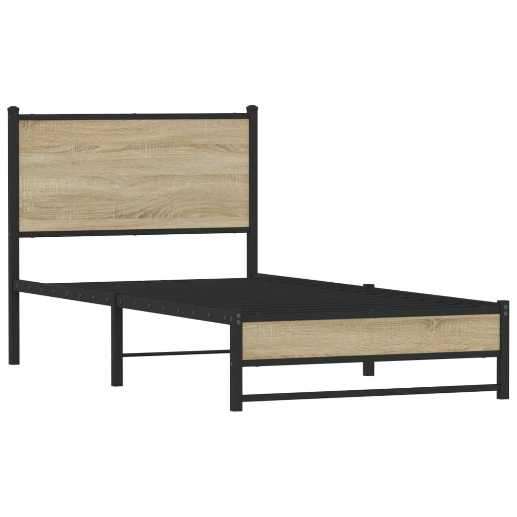 sonoma tölgy színű fém ágykeret matrac nélkül 80 x 200 cm