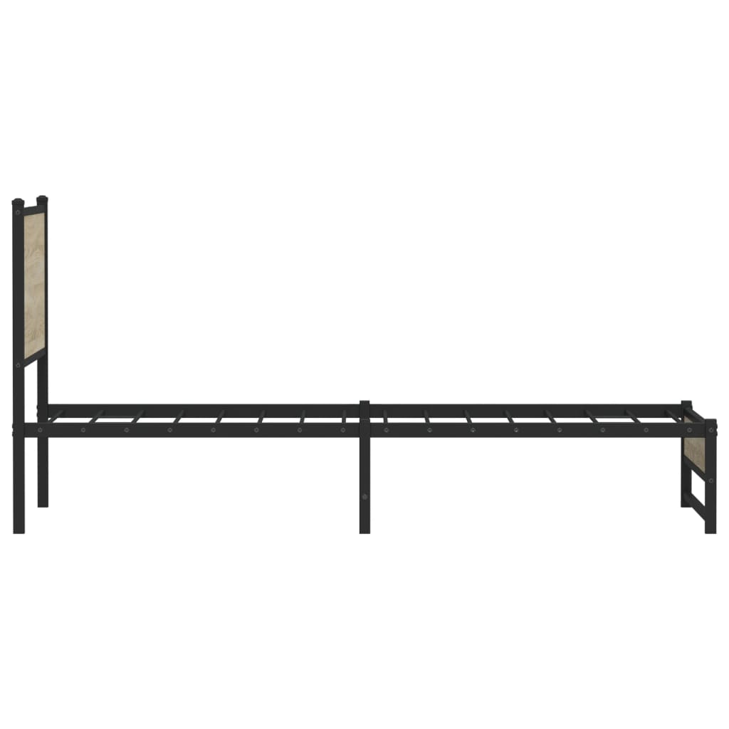 sonoma tölgy színű fém ágykeret matrac nélkül 90 x 200 cm