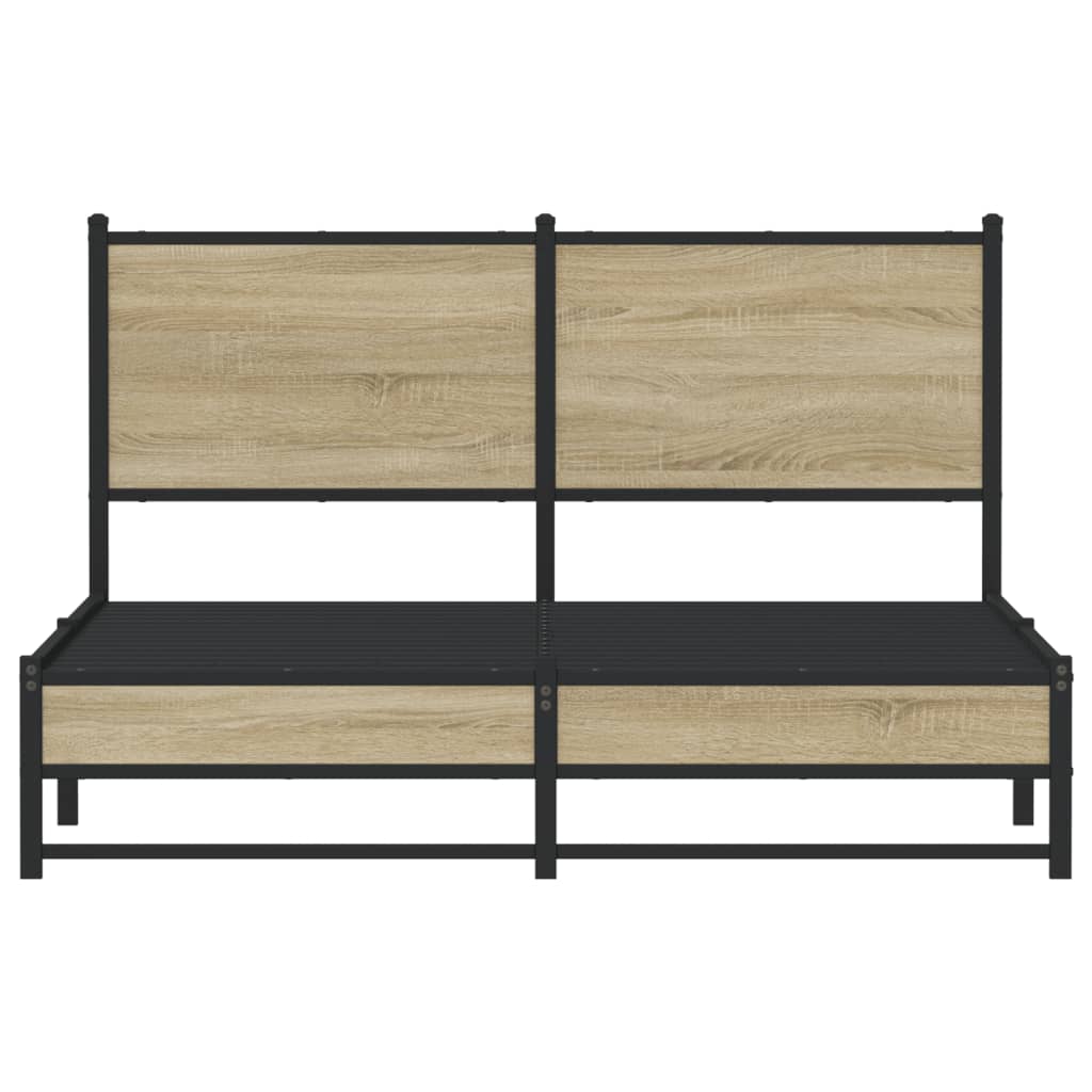 sonoma tölgy színű fém ágykeret matrac nélkül 137 x 190 cm