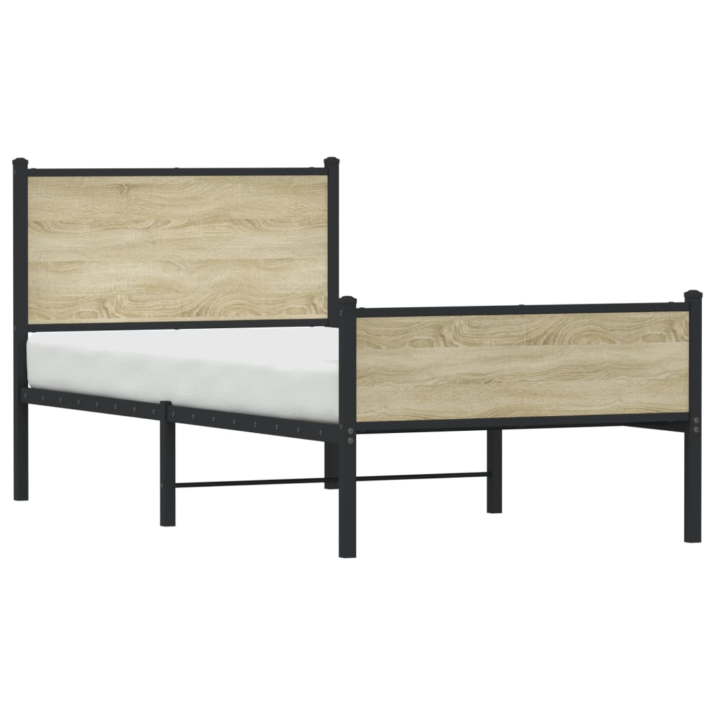 sonoma tölgy színű fém ágykeret matrac nélkül 75 x 190 cm