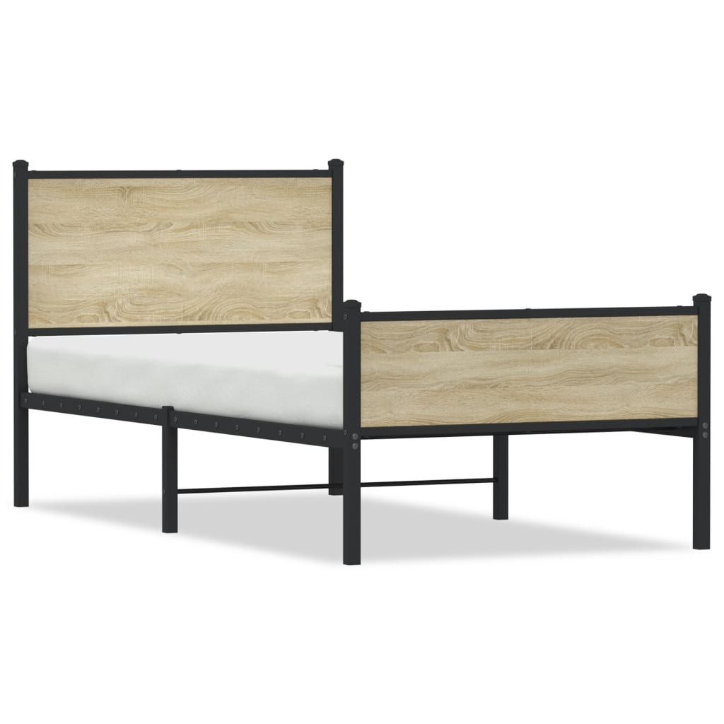 sonoma tölgy színű fém ágykeret matrac nélkül 90 x 200 cm