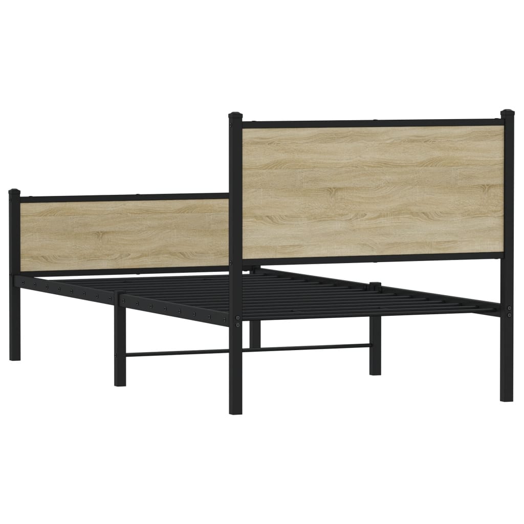 sonoma tölgy színű fém ágykeret matrac nélkül 90 x 200 cm