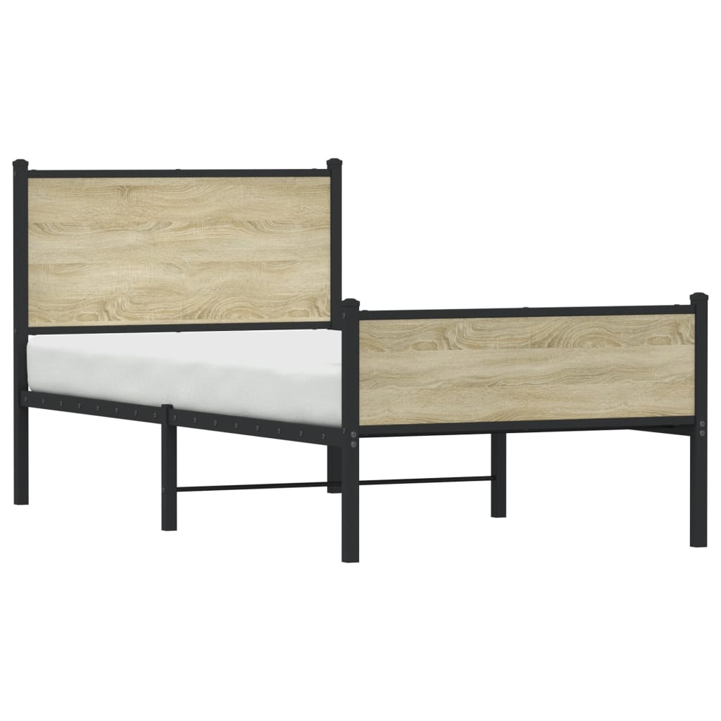 sonoma tölgy színű fém ágykeret matrac nélkül 100 x 200 cm