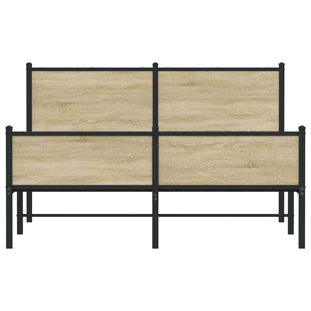sonoma tölgy színű fém ágykeret matrac nélkül 140 x 190 cm