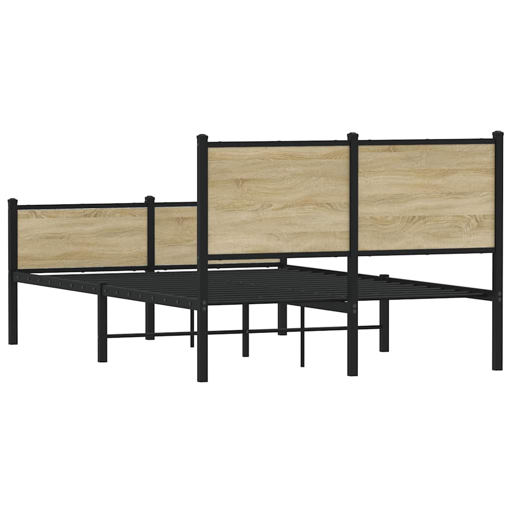 sonoma tölgy színű fém ágykeret matrac nélkül 140 x 190 cm