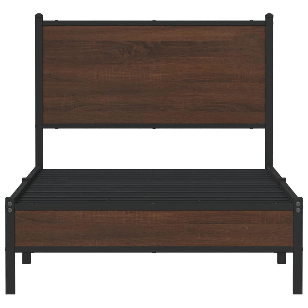 barna tölgy színű fém ágykeret matrac nélkül 75 x 190 cm