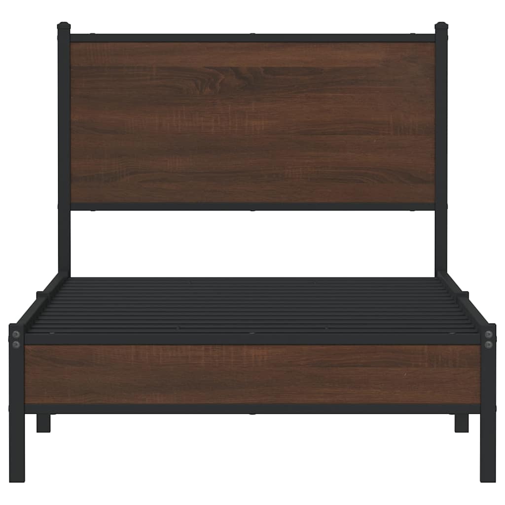 barna tölgy színű fém ágykeret matrac nélkül 80 x 200 cm