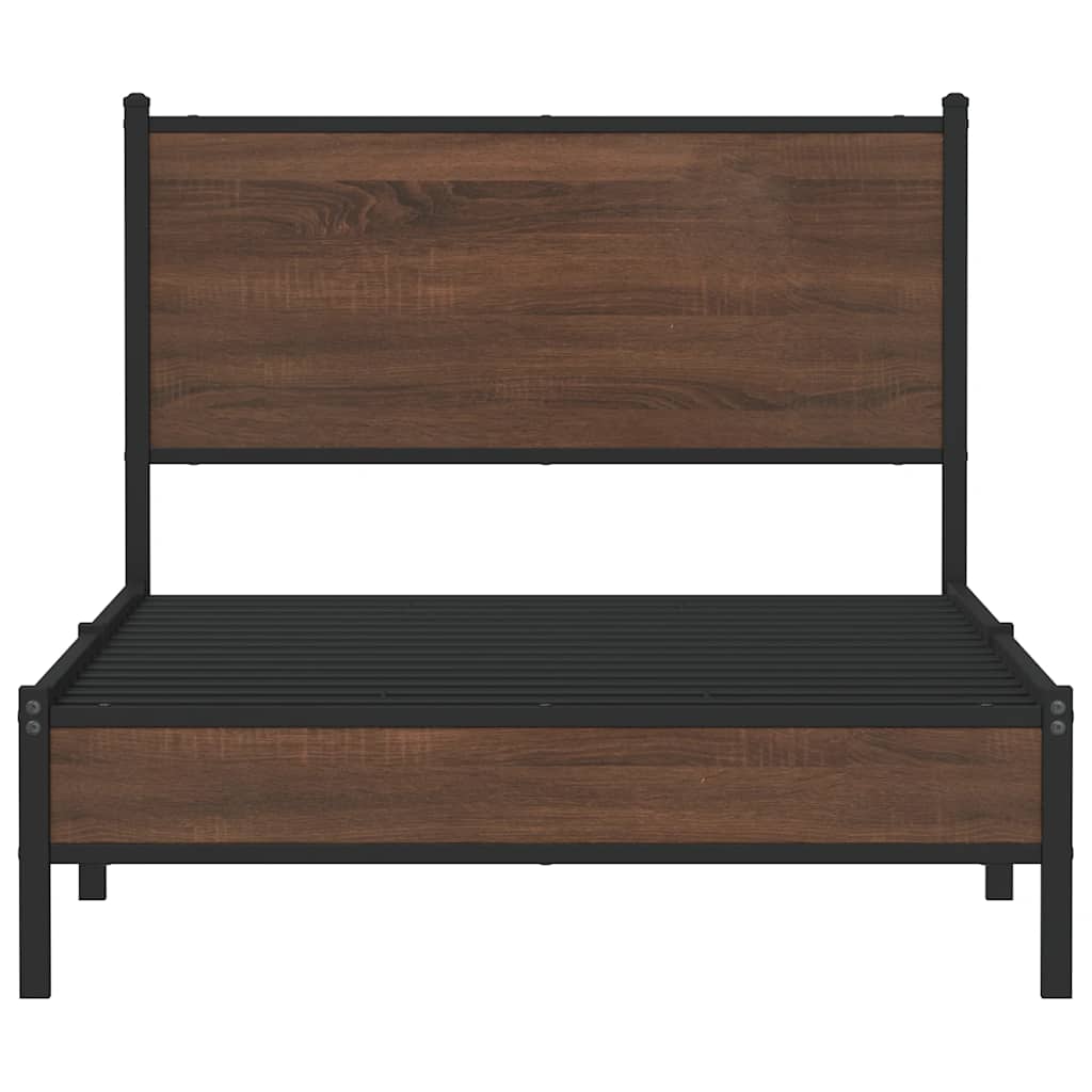barna tölgy színű fém ágykeret matrac nélkül 100 x 200 cm