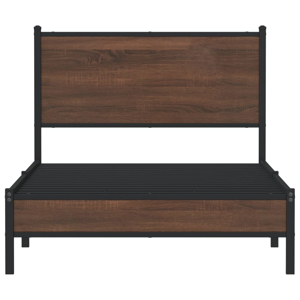 barna tölgy színű fém ágykeret matrac nélkül 107 x 203 cm