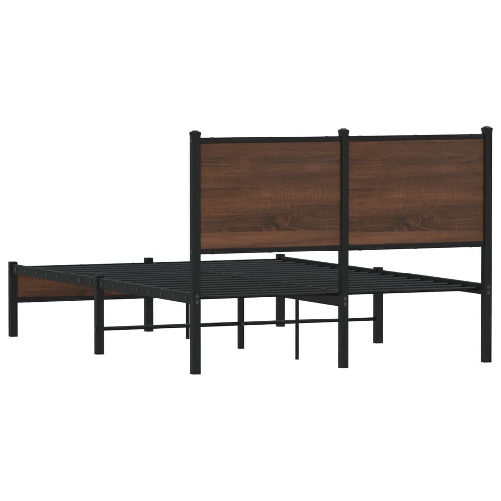 barna tölgy színű fém ágykeret matrac nélkül 120 x 200 cm