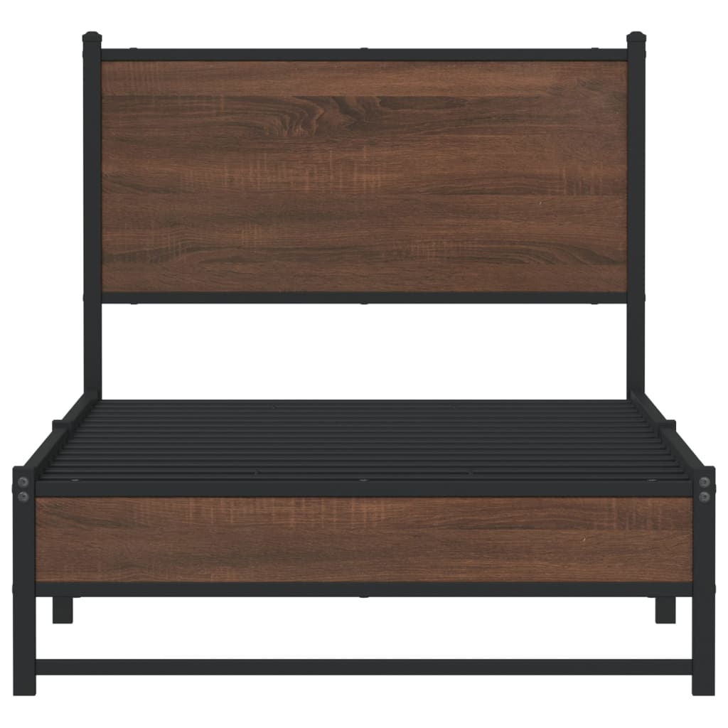 barna tölgy színű fém ágykeret matrac nélkül 75 x 190 cm