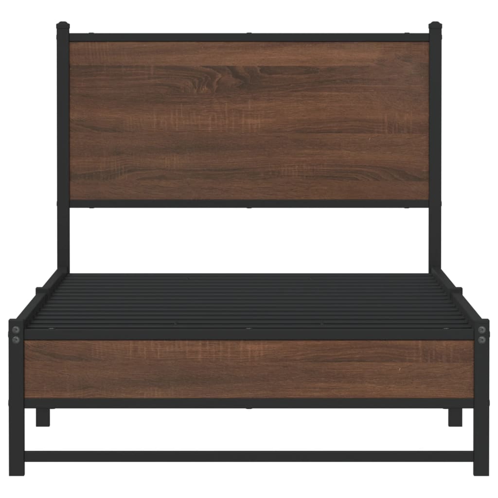 barna tölgy színű fém ágykeret matrac nélkül 90 x 200 cm