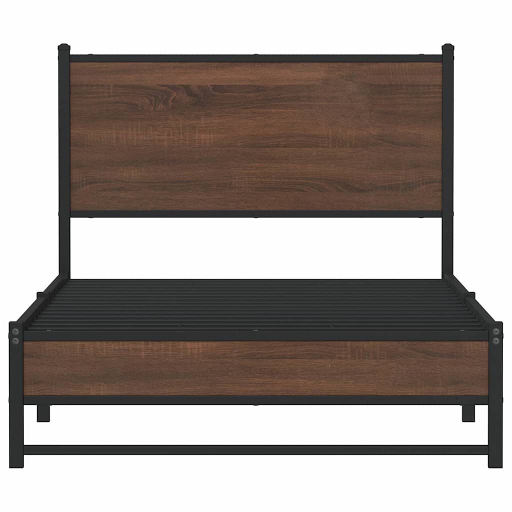 barna tölgy színű fém ágykeret matrac nélkül 100 x 200 cm