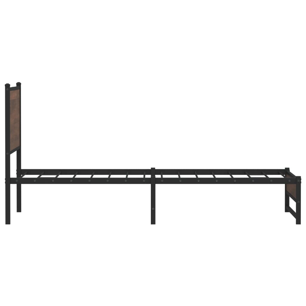 barna tölgy színű fém ágykeret matrac nélkül 107 x 203 cm