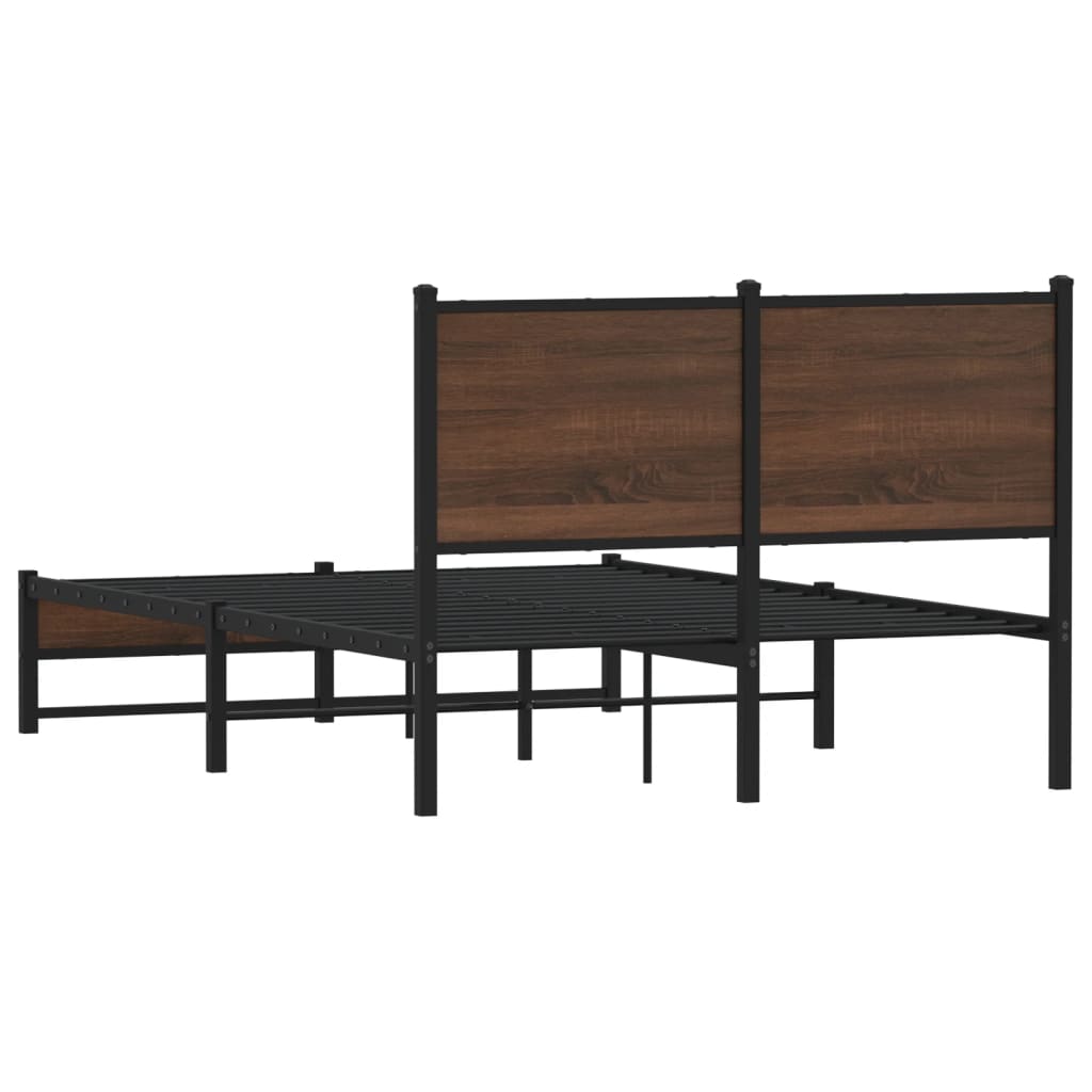 barna tölgy színű fém ágykeret matrac nélkül 120 x 200 cm