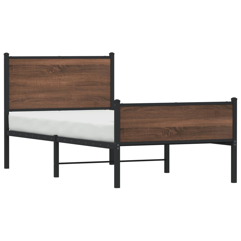 barna tölgy színű fém ágykeret matrac nélkül 80 x 200 cm