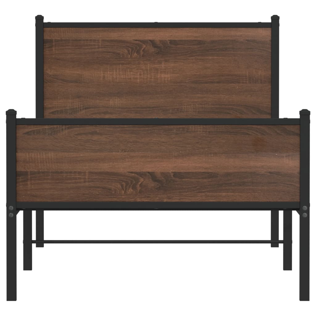 barna tölgy színű fém ágykeret matrac nélkül 80 x 200 cm