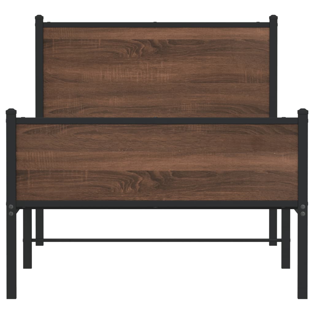 barna tölgy színű fém ágykeret matrac nélkül 90 x 200 cm