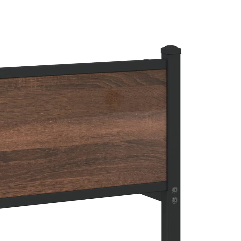 barna tölgy színű fém ágykeret matrac nélkül 90 x 200 cm