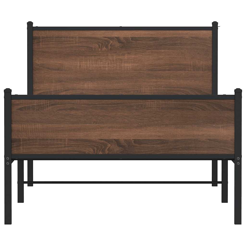 barna tölgy színű fém ágykeret matrac nélkül 100 x 200 cm