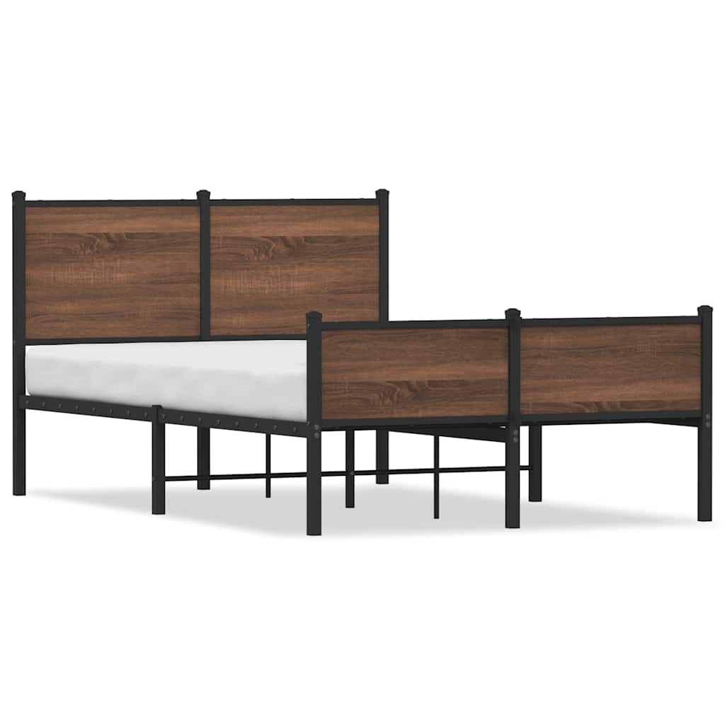 barna tölgy színű fém ágykeret matrac nélkül 120 x 190 cm