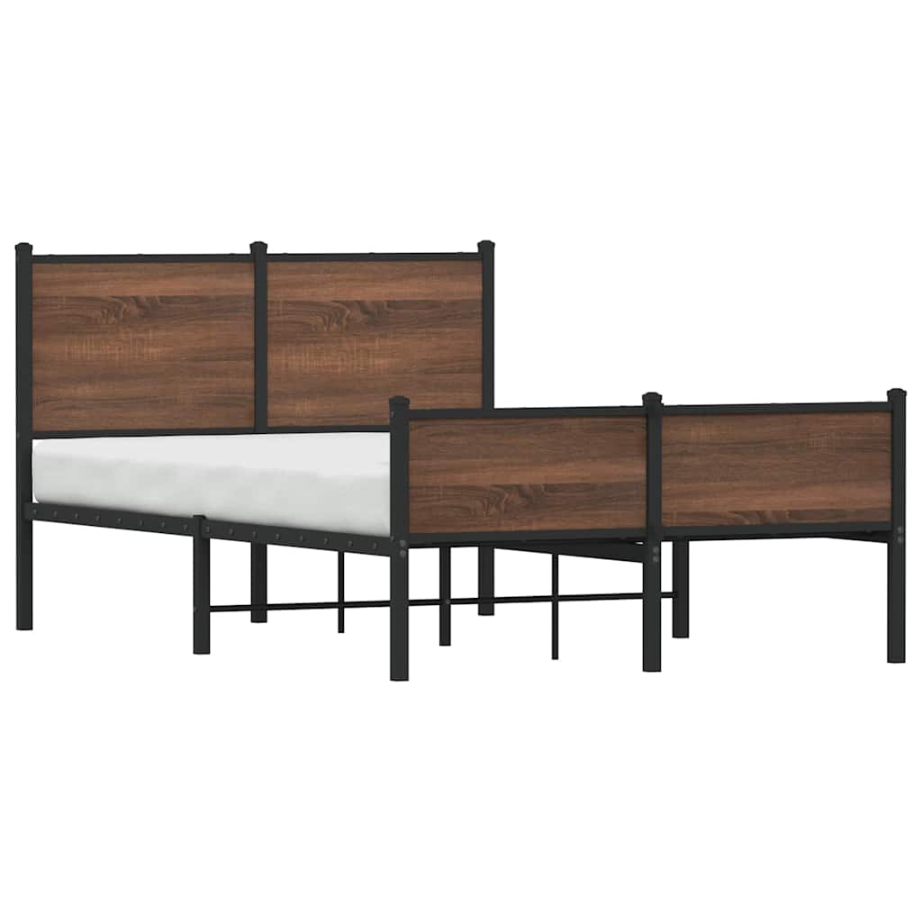 barna tölgy színű fém ágykeret matrac nélkül 120 x 190 cm