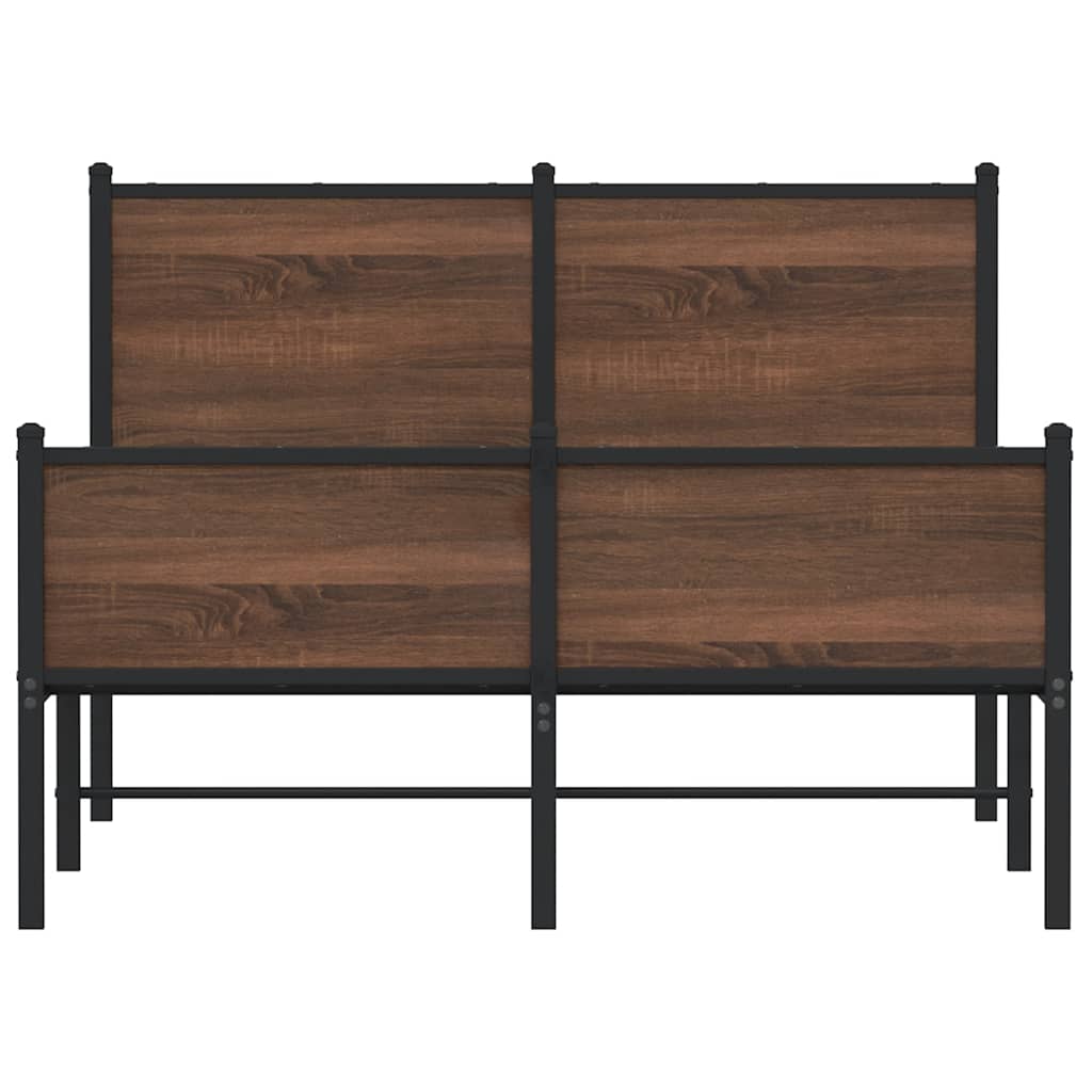 barna tölgy színű fém ágykeret matrac nélkül 120 x 190 cm